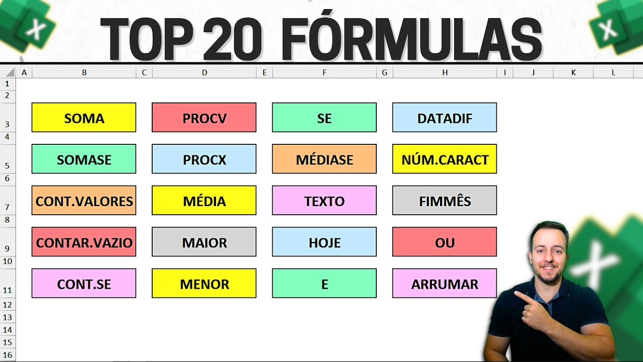 Top 20 Funções mais Importantes no Excel | Exemplos Práticos Fórmulas Essenciais 🏆🥇