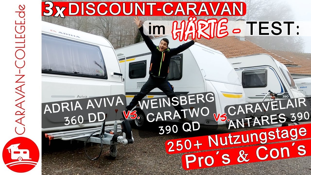 TEST: Wohnwagen ADRIA AVIVA 360 DD vs WEINSBERG 390 QD vs CARAVELAIR ANTARES 390 - DAS EXTERIEUR