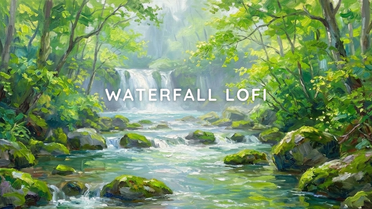 50 Min Waterfall Lofi Hip Hop for Deep Focus | Calm Nature Study Background Music 🌊