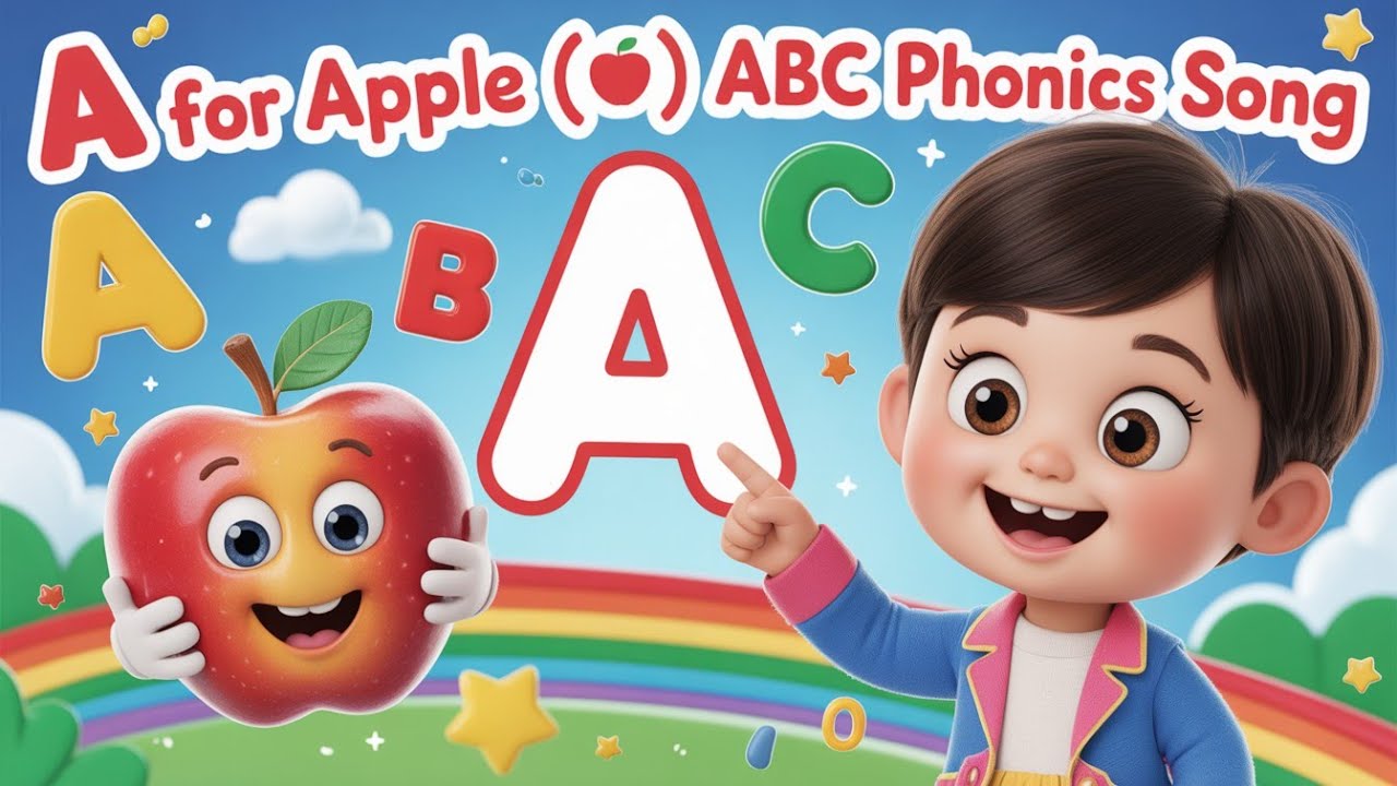 Phonics Song with TWO Words - A For Apple - ABC Alphabet Song learning alphabet #kidslearningvideos 