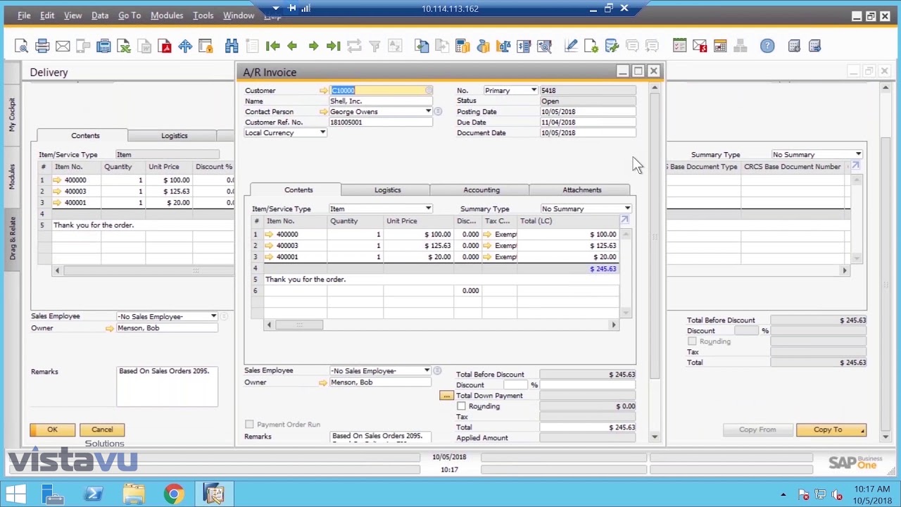 SAP Business One Sales Order Process Order to Cash