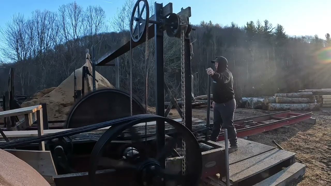 Sawing Oak Bridge Timbers After The Storm