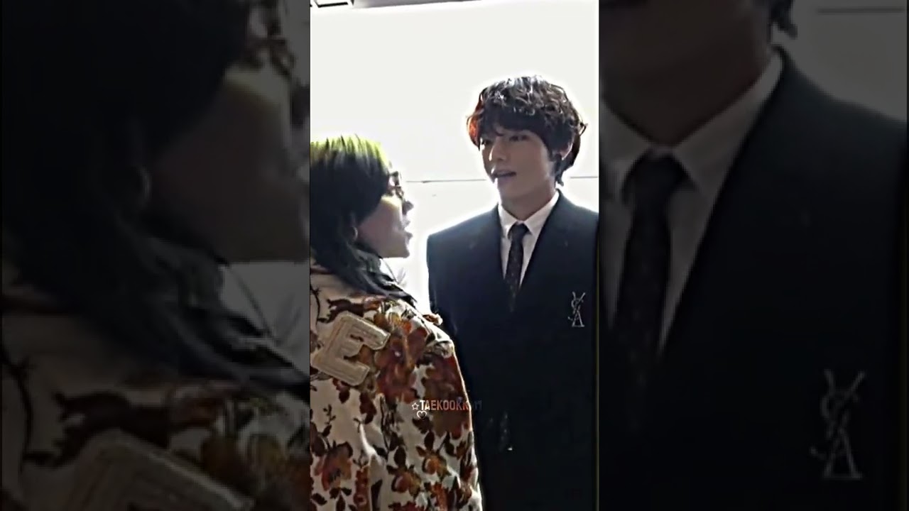 Taehyung is like us meeting our idols in real life😍#taehyung #billieeilish #meet #bts #artist