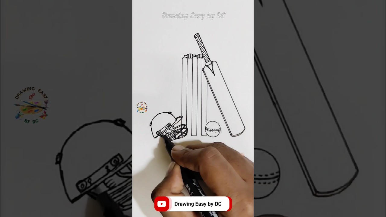 Cricket kit drawing | bat ball drawing | cricket drawing easy | world cup 2023 #drawing #shorts