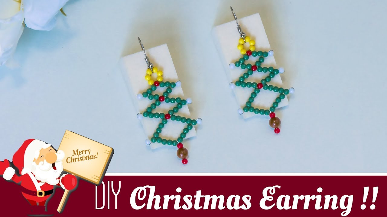 Christmas tree earrings|Holiday jewelry ideas| Christmas decorations ideas| Beads art\vineeta mishra
