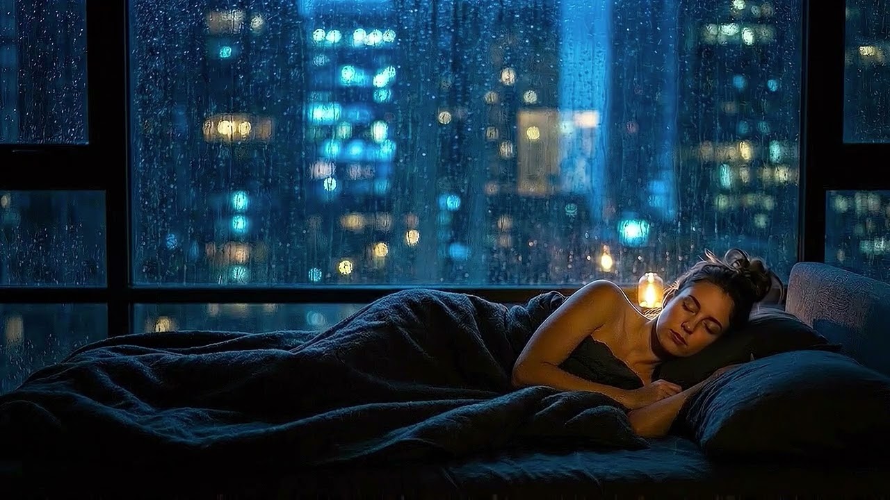 Fall Asleep in 5 Minutes 🌌 Pure Night Ambient, Heavy Rain & Dark Screen [2 Hours]