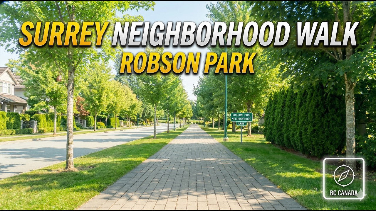 Surrey BC Walking Tour 4K | Robson Park Neighborhood | Relaxing Canada Walk CA | 4k Walking