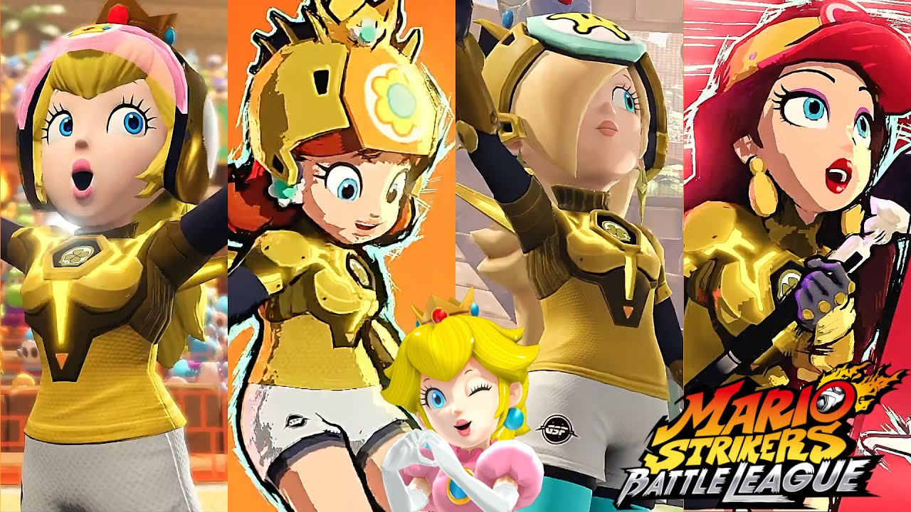 Mario Strikers Battle League Peach Daisy Rosalina and Pauline at Desert Ruin CPU Hard Charms
