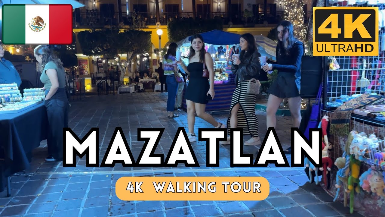🇲🇽 Mazatlan Beach Walk, México 4K Walking Tour  Sunset and Night Walk | 4K 60fps