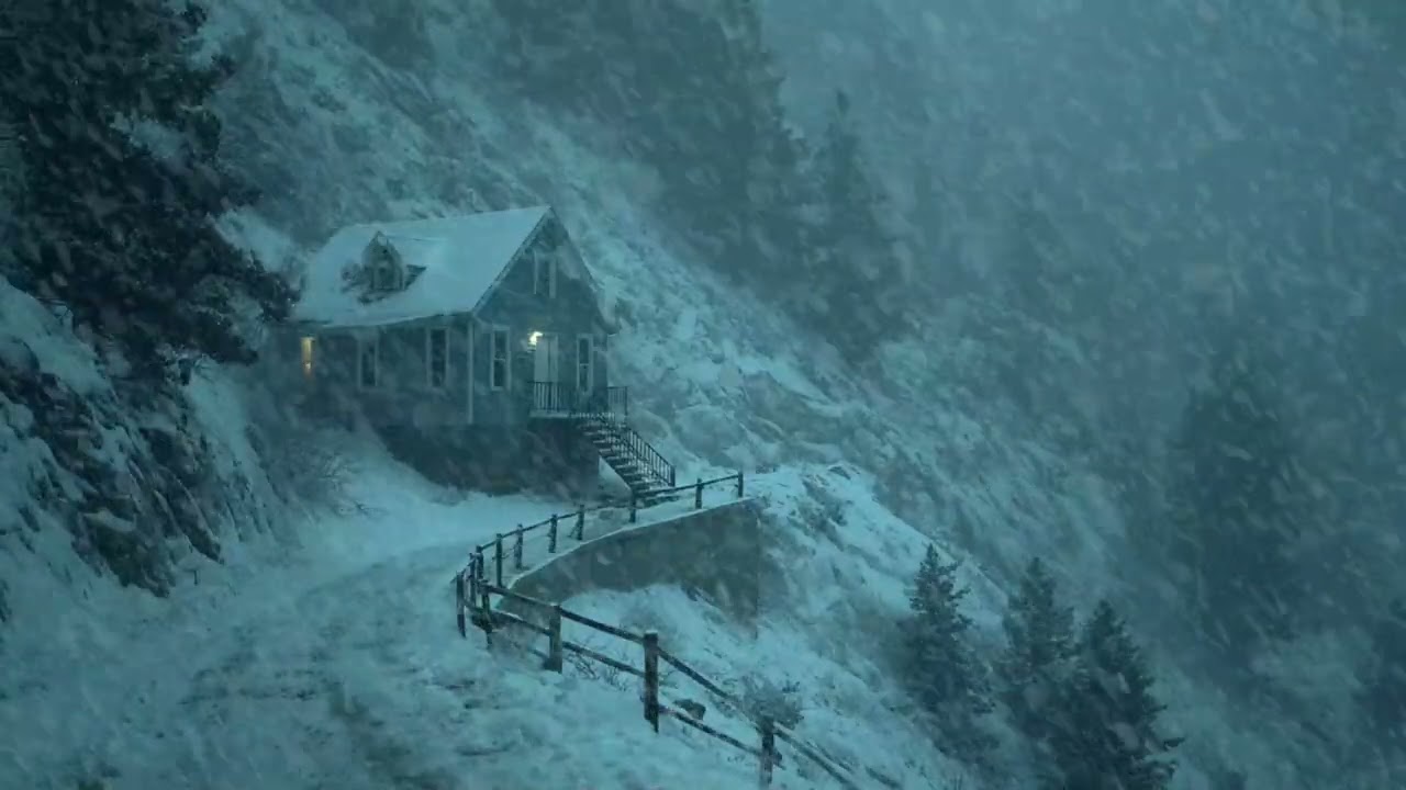🌙 Blizzard Wind ASMR Night | Small House Under Snowstorm | Deep Relaxation Study Work Stress Relief