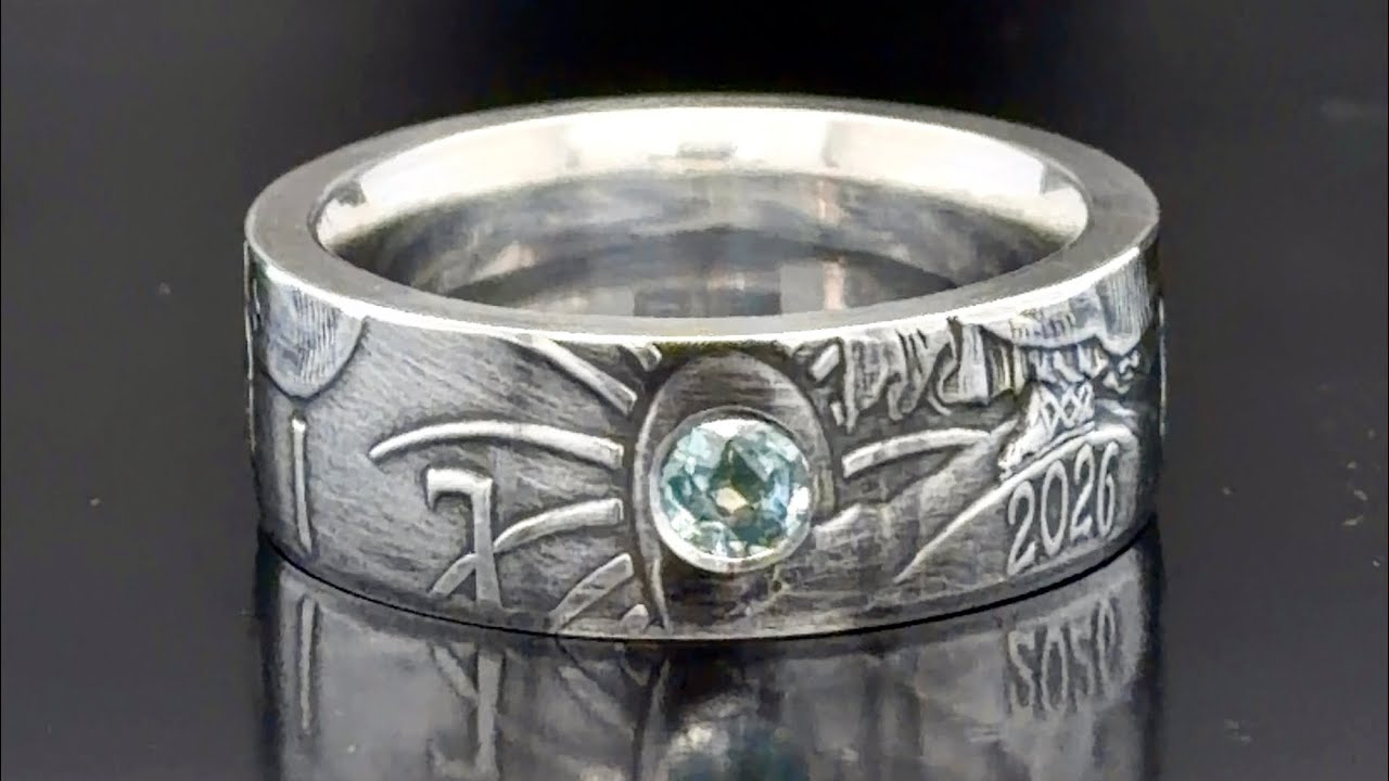 Making a Silver Eagle Coin Wedding Ring with a Gemstone 