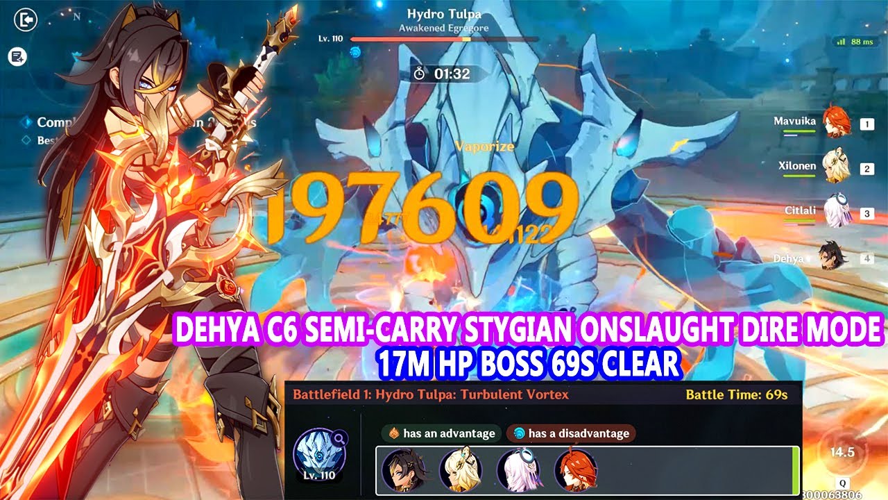 Dehya C6 Semi-Carry Stygian Onslaught Dire Mode : 17M HP Boss 69s Clear