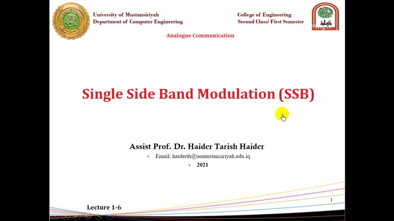 Lecture 6: Single side band (SSB) generation and demodulation