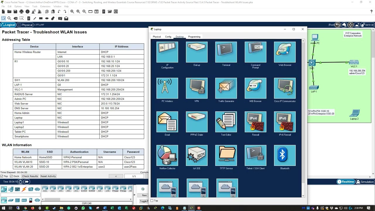 CCNA2-SRWEv7 — Лабораторная работа 13.4.5 Packet Tracer — Устранение неполадок WLAN
