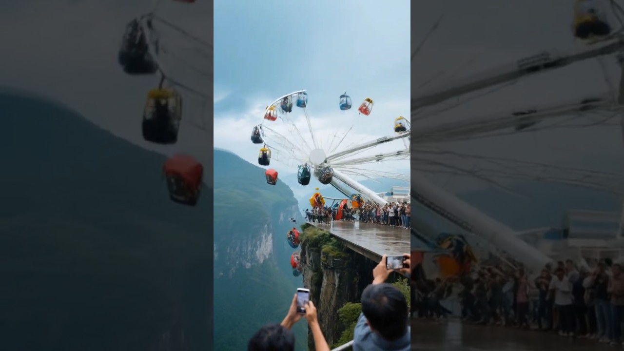 🥺Shocked! Cliff ride disaster - the ferris wheel snapped #shorts #accident #ferriswheel #ride #cliff
