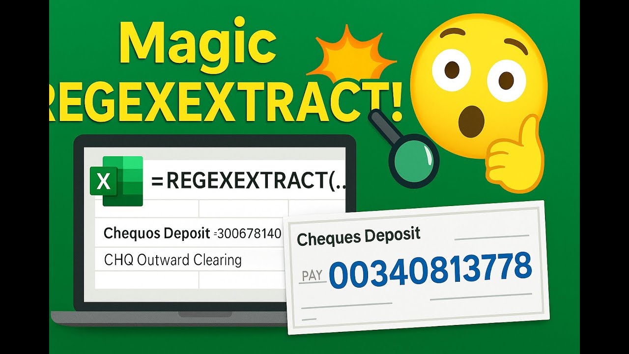 سحر الدالة REGEXEXTRACT   طابق بنكك بسرعة البرق