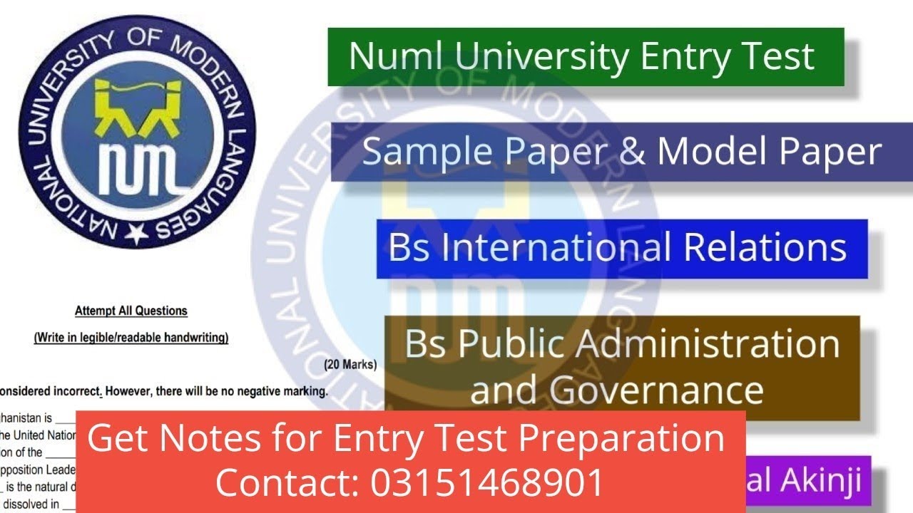 Numl Entry Test Preparation 2024  Numl Entry Test Syllabus Paper Pattern Bs International Relations