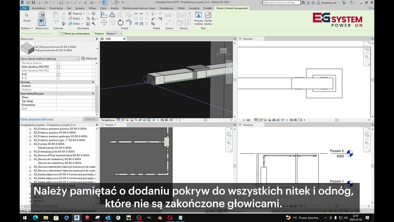 Szynoprzewody EG System Revit - dystrybucja energii w BIM