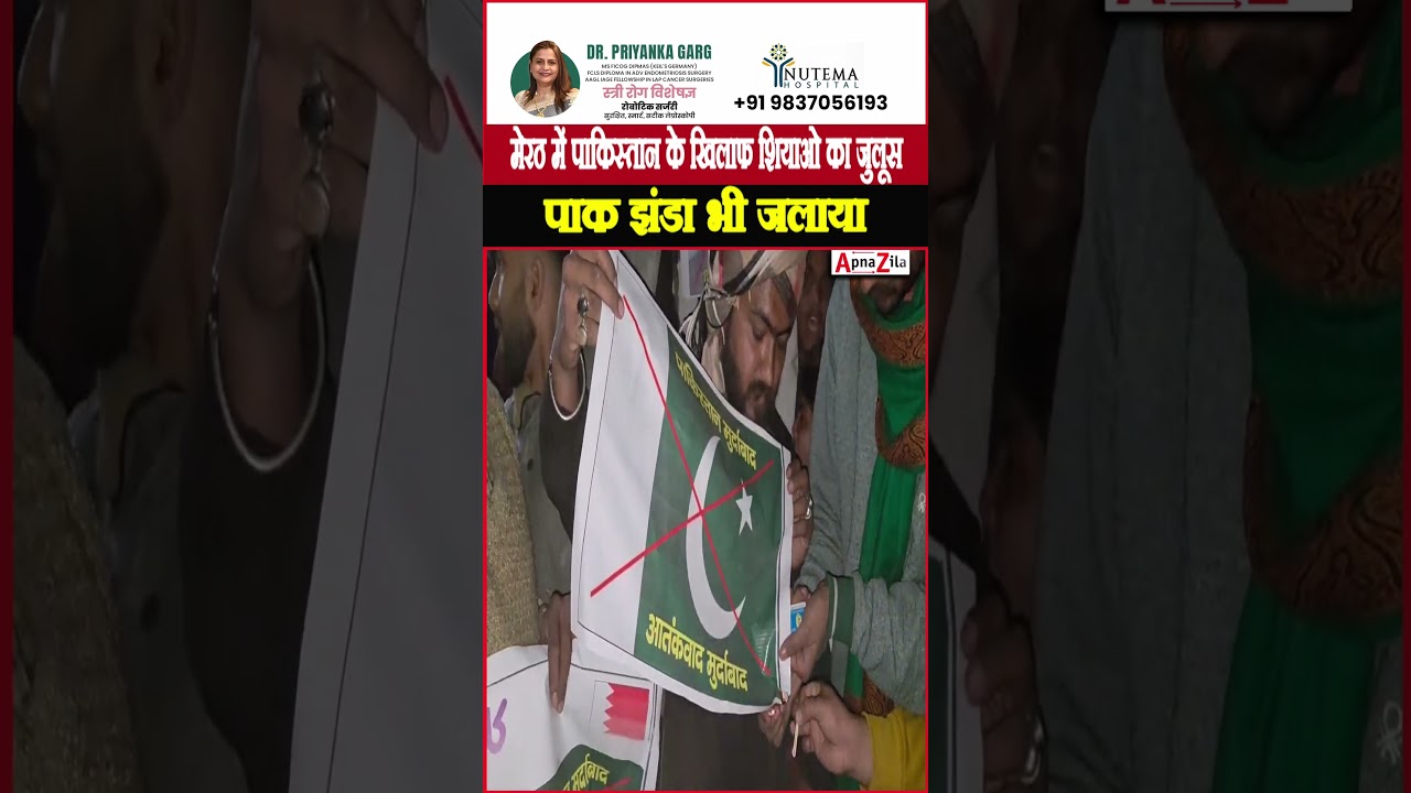 मेरठ में पाकिस्तान के खिलाफ शियाओ का जुलूस ,पाक झंडा भी जलाया #shorts #protestagainst
