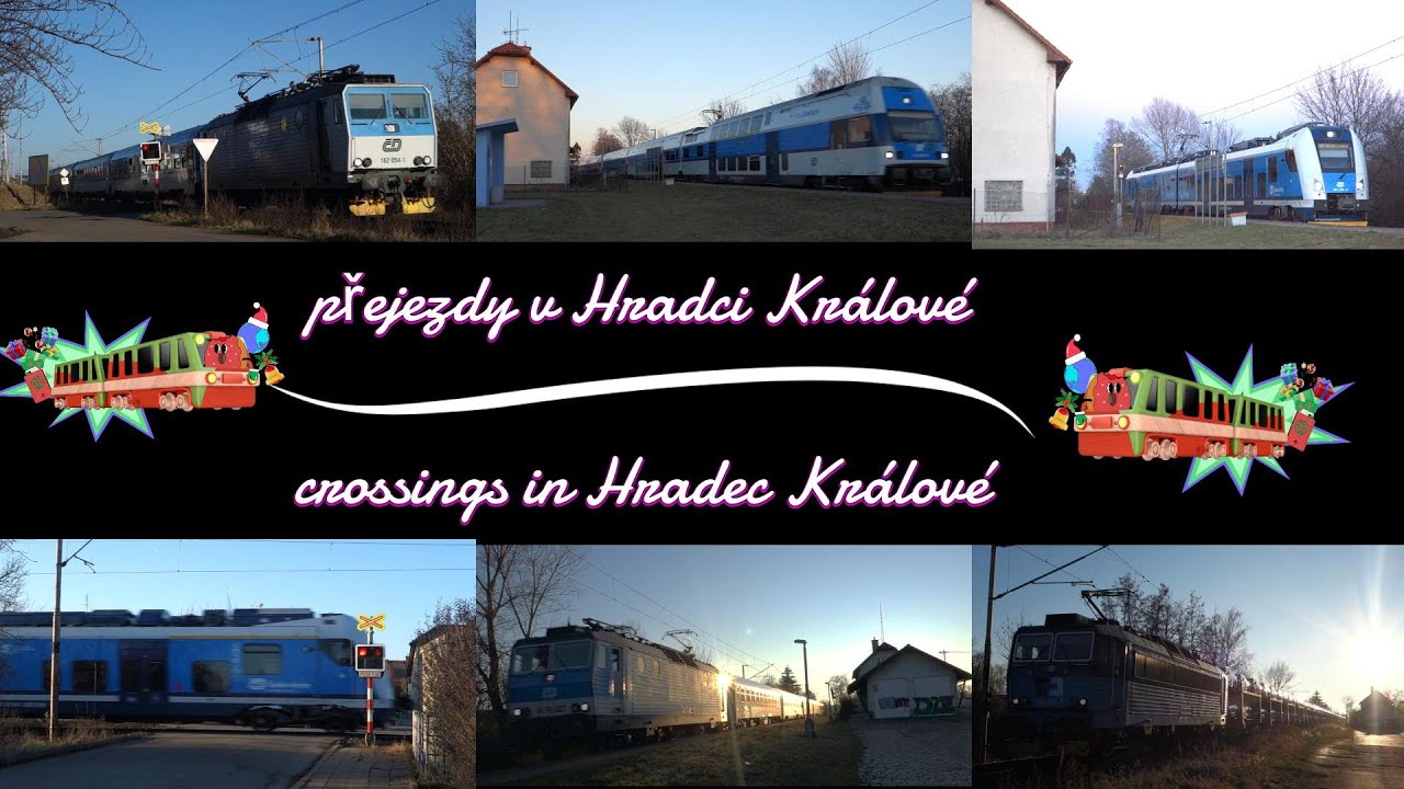 Hradec Králové - železniční přejezdy - zájimavé záběry vlaků & interesting shots of trains and buses