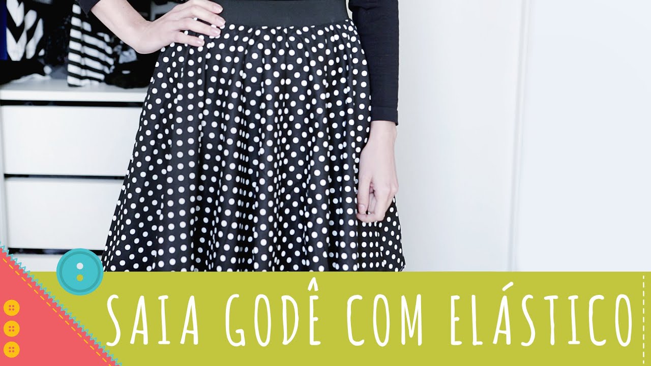 Como fazer saia godê de elástico sem molde Descomplica! [Perca o medo e costure uma saia sob medida]