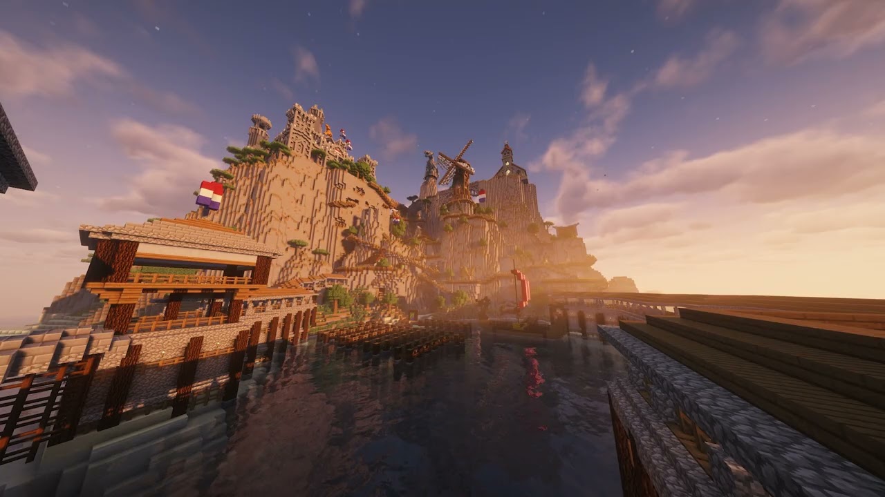 Relaxing Minecraft Medieval Kingdom Ambience – Ocean Waves at Sunset (4 Hours)