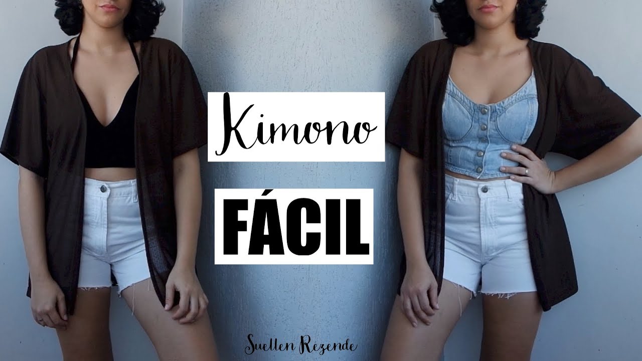 DIY KIMONO FÁCIL EM MENOS DE 5 MINUTOS | TRANSFORME ROUPA DE BRECHÓ EM KIMONO | SUELLEN REDESIGN