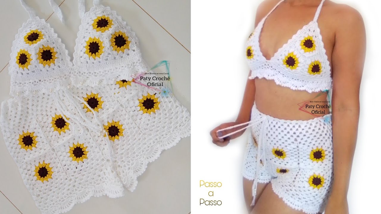 SHORT DE CROCHÊ GIRASSOL 🌻