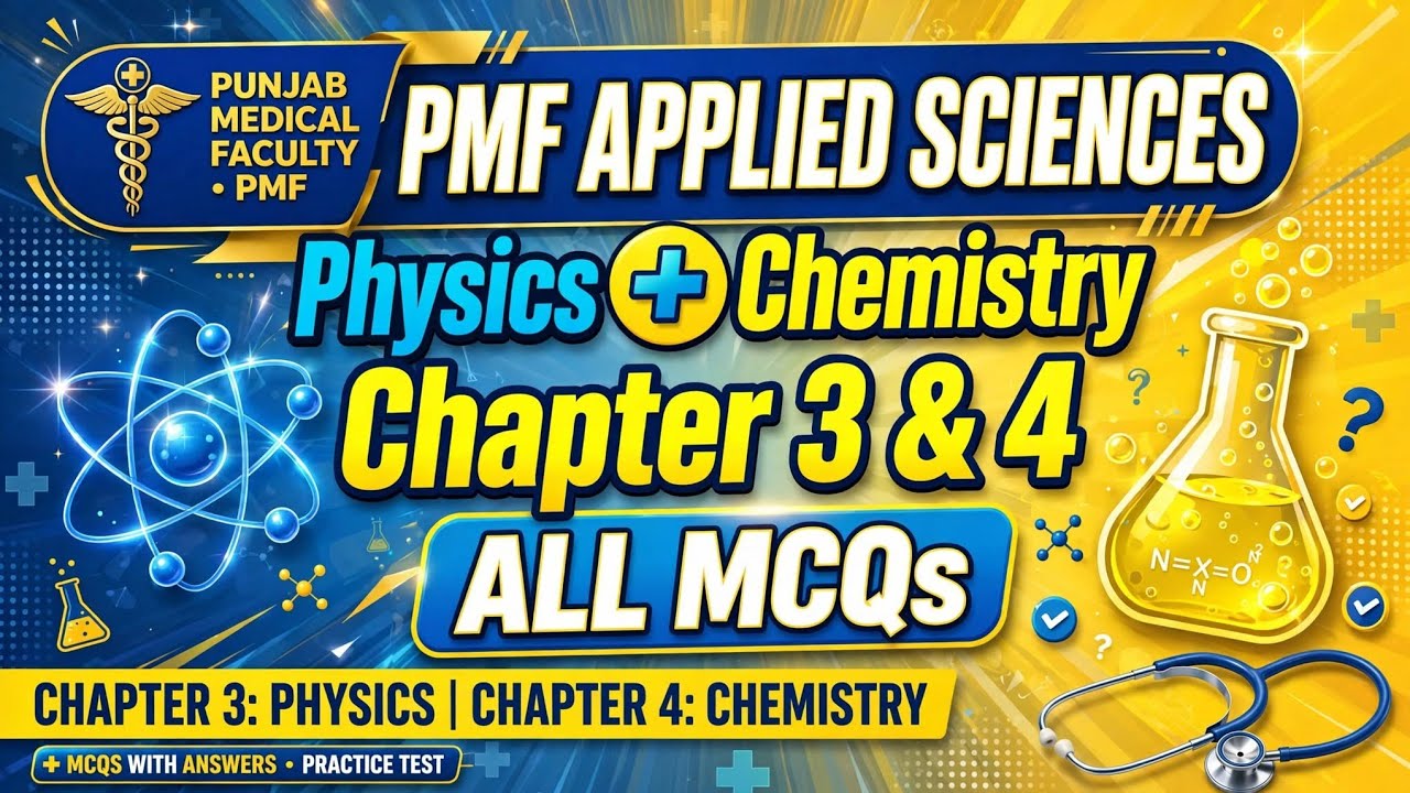 Applied Sciences || Physics and Chemistry All MCQ's || Dispenser, RIT, MLT, Public Health || PMF |