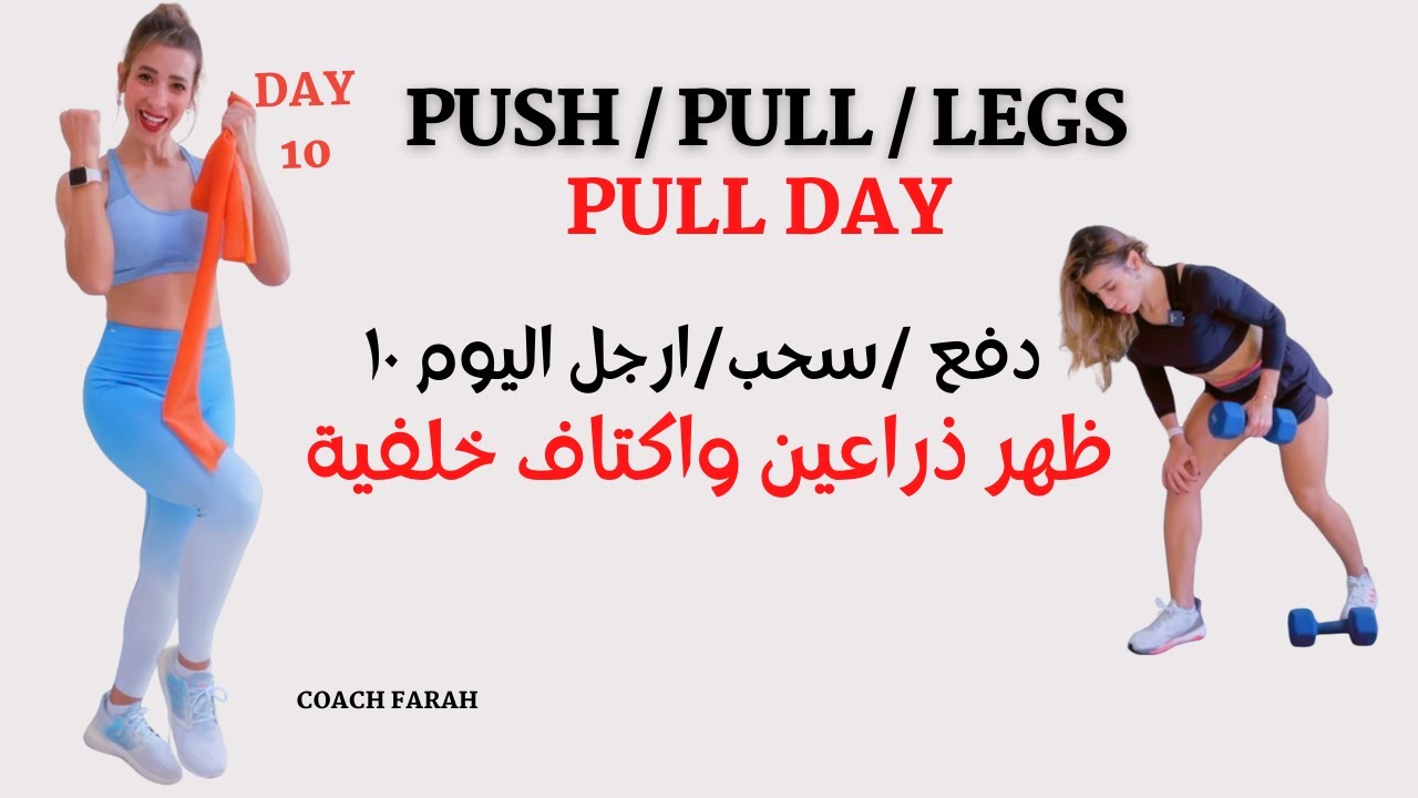 PULL DAY | BACK & BICEPS DUMBBELLS WORKOUT | DAY 10 | جزء علوي  تمارين مقاومة ظهر وذراعين | اليوم ١٠
