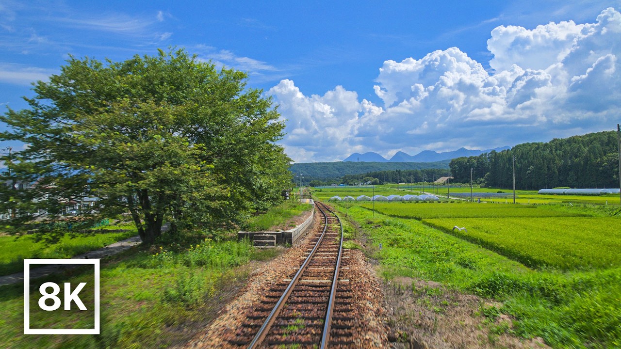 Summer Train Ride in Rural Aizu, Japan 🌿 / 8K 60fps HDR / Relaxing Piano Music