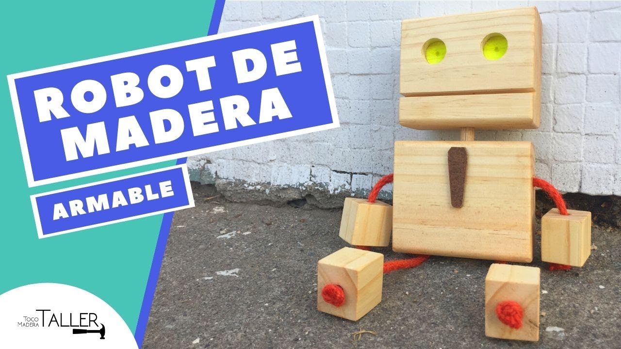 Cómo hacer un ROBOT DE MADERA 🤖 / (wooden robot DIY homemade toy)