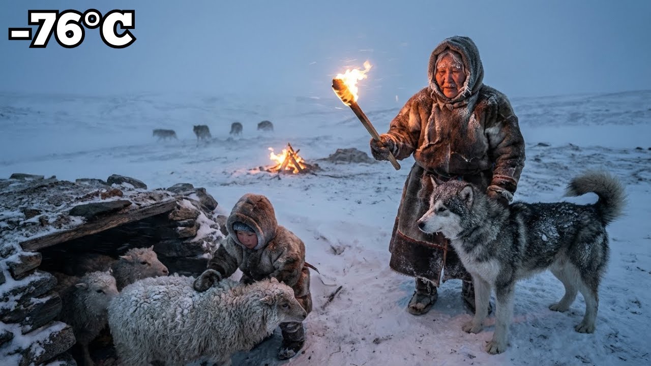 –76°C Blizzard: 93-Year-Old Yakut Grandma & Granddaughter Save Sheep, Defend Pups from Wolves