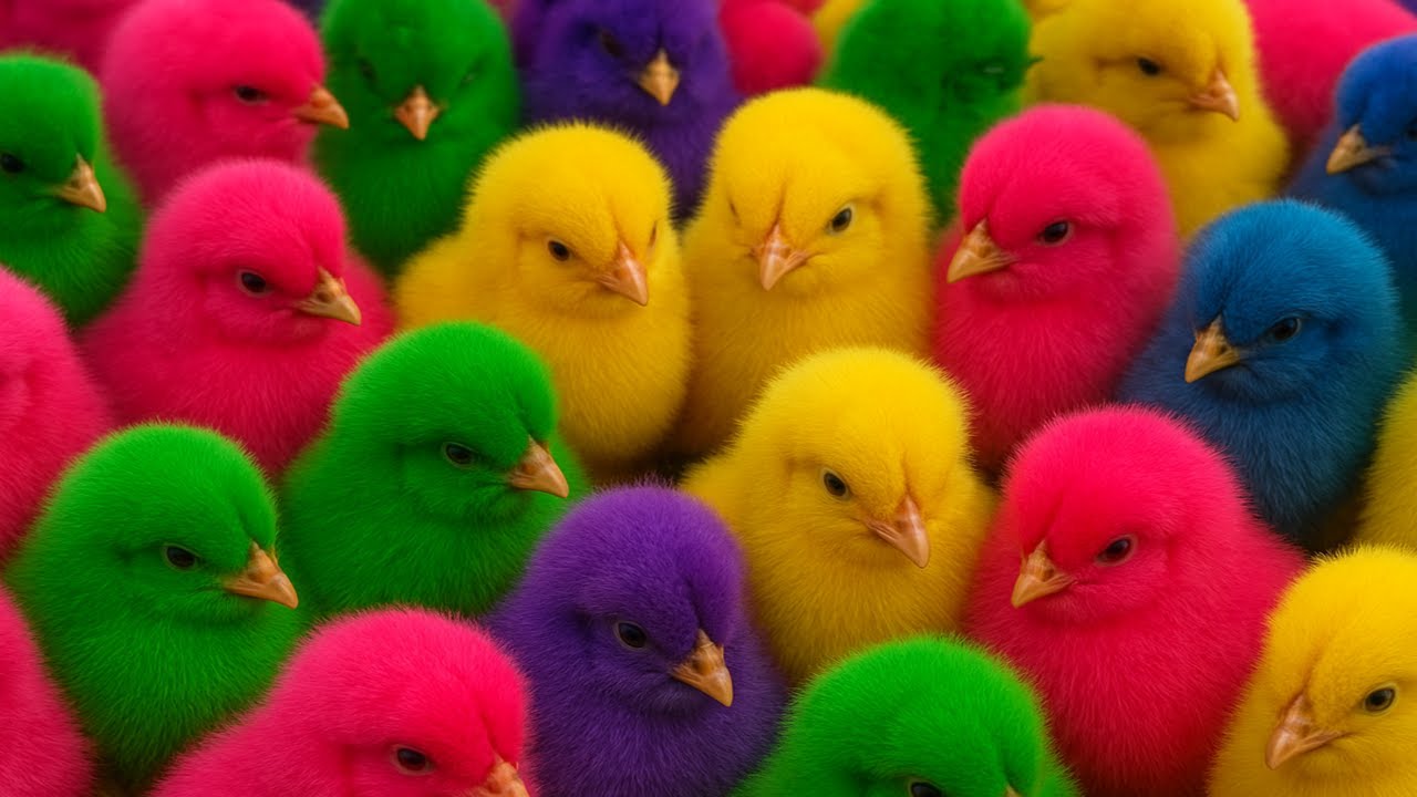World Cute Chickens, Colorful Chickens, Rainbows Chickens, Cute Ducks, Cat, Rabbits,Cute Animals🐤🐣🦆🐟