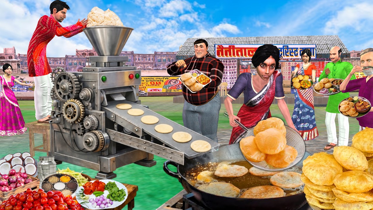 Puri Machine Wala Jugaad Tasty Aloo Puri Bhaji Street Food Hindi Kahaniya Moral Stories