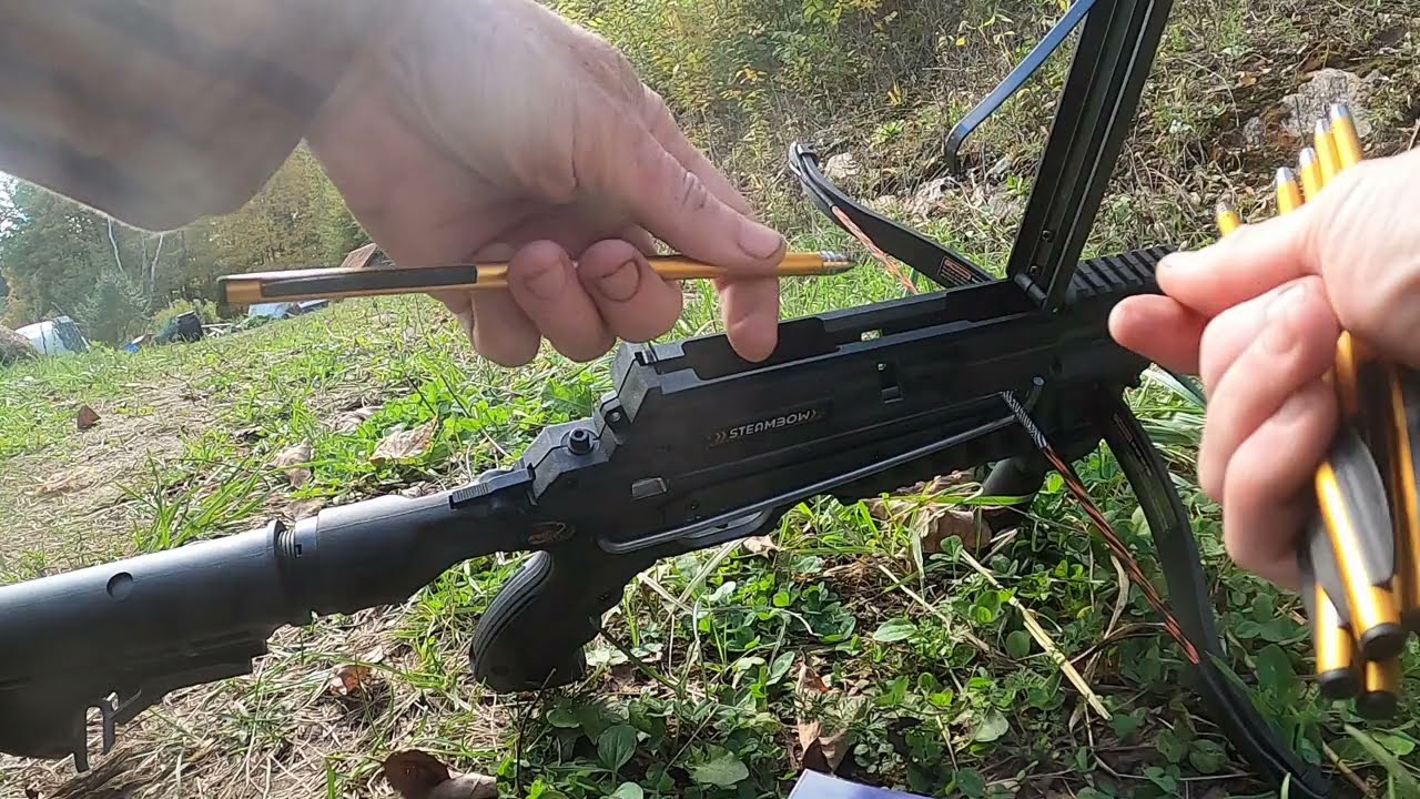 Re-testing The SteamBow AR-6 Stinger II Tactical Crossbow With Aluminum Bolts From Ebay