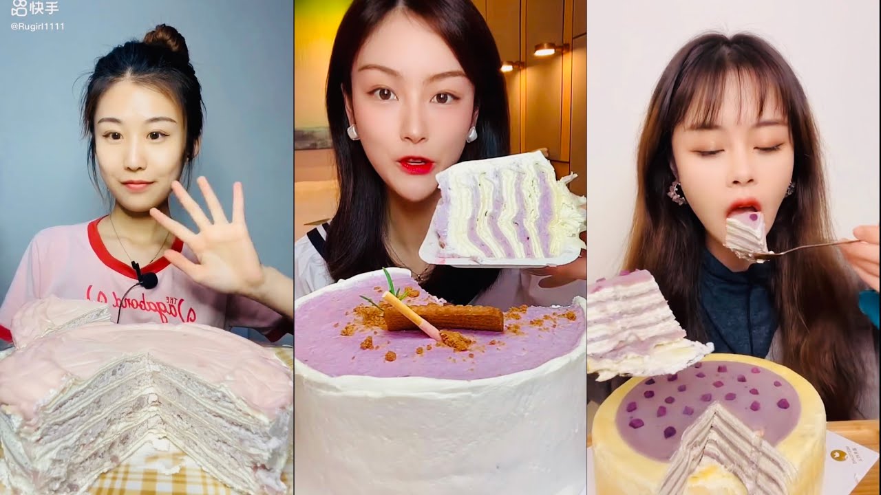 ASMR Purple Taro series : TARO CREPE CAKES 먹방 | 饮食表演 | การแสดงการกิน| 食事ショー