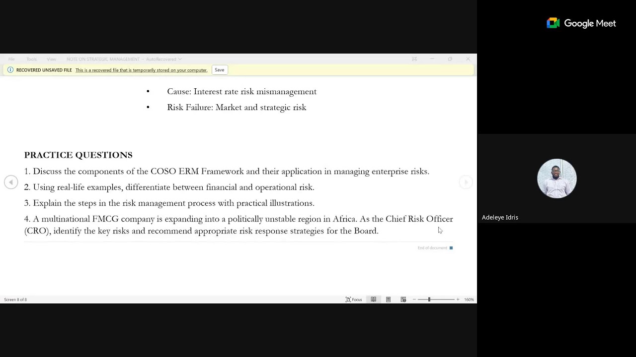 Strategic Financial Mgt (Nov 2025) - Risk Management