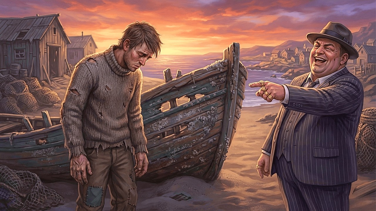 El rico pescador le pagó al pobre ayudante con un viejo barco agujereado… 💔🪣