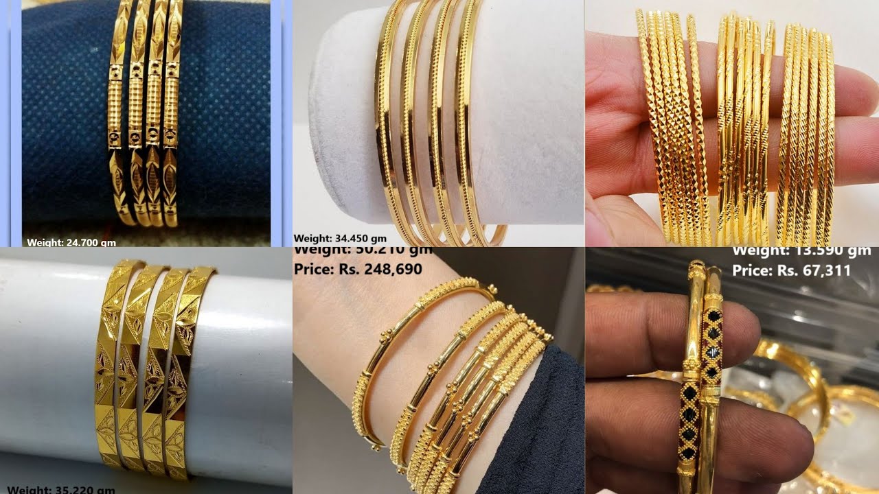 Lightweight Gold bangles designs 2022 with weight and price| Daily wear gold jewellery  #Indhus