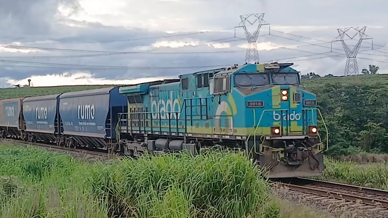 Trem da Brado acelerando forte na subida, taquaritinga sp
