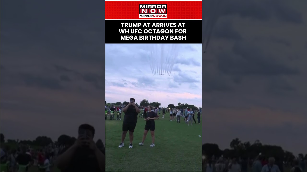 Trump Arrives At White House UFC Octagon For 80th Birthday Bash #shorts