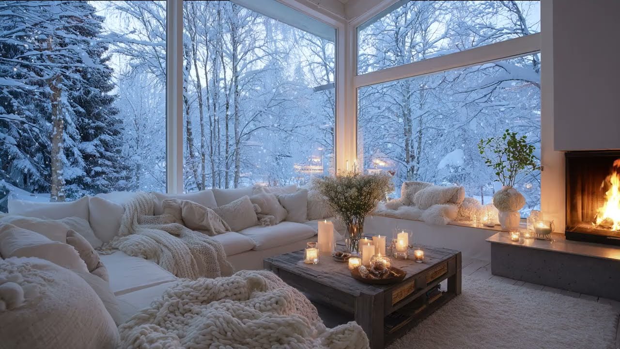 ❄️ Snowy Fireplace Piano Ambience 🔥 | 3 Hours Gentle Music for Calm & Relaxation
