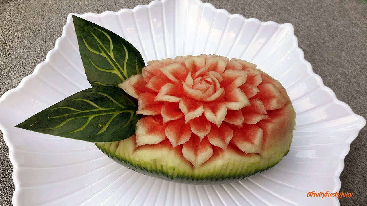 Watermelon Flower Carving - Fruit Designing Tutorial for Beginners