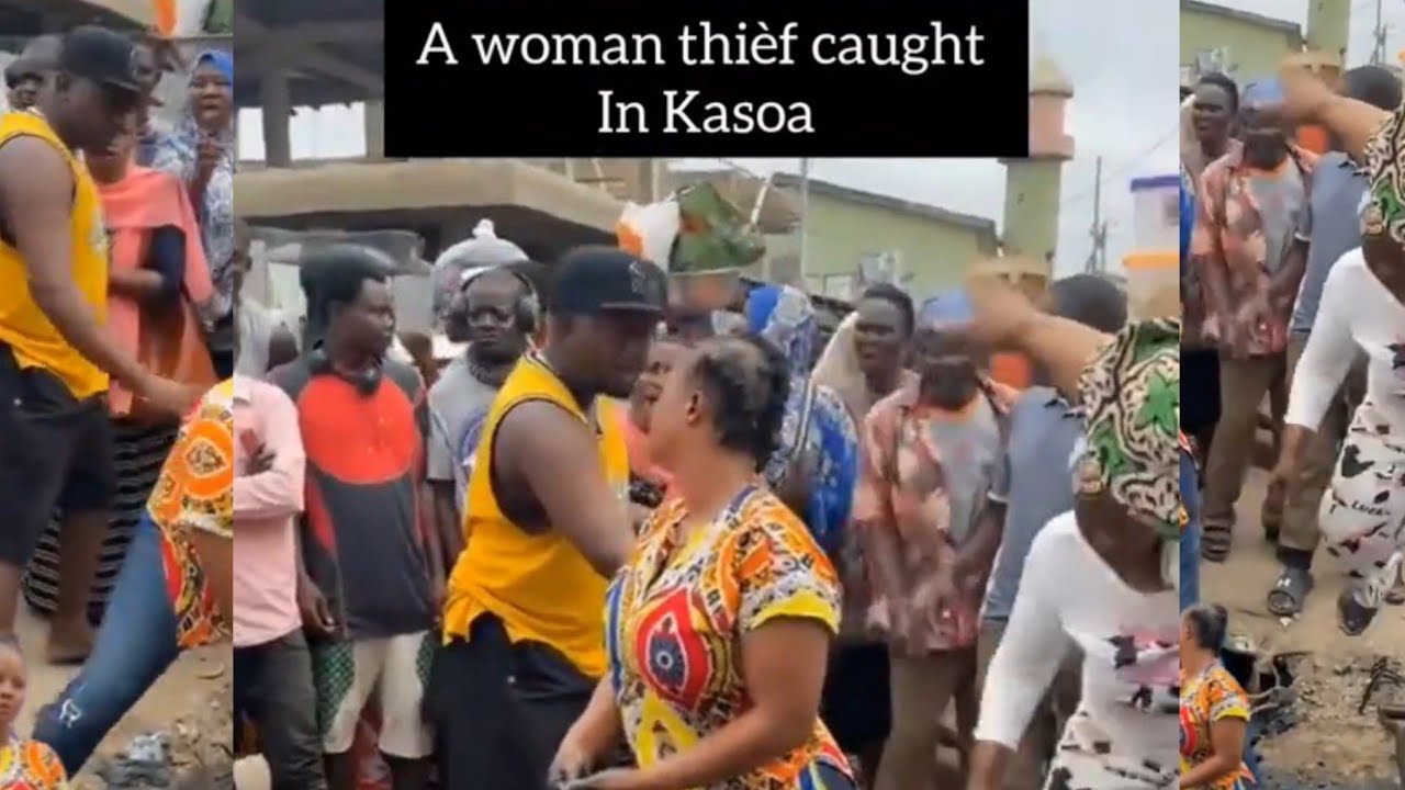Breaking news : This lady is Allegedly stole money at Kasoa and was ask to clean gutters