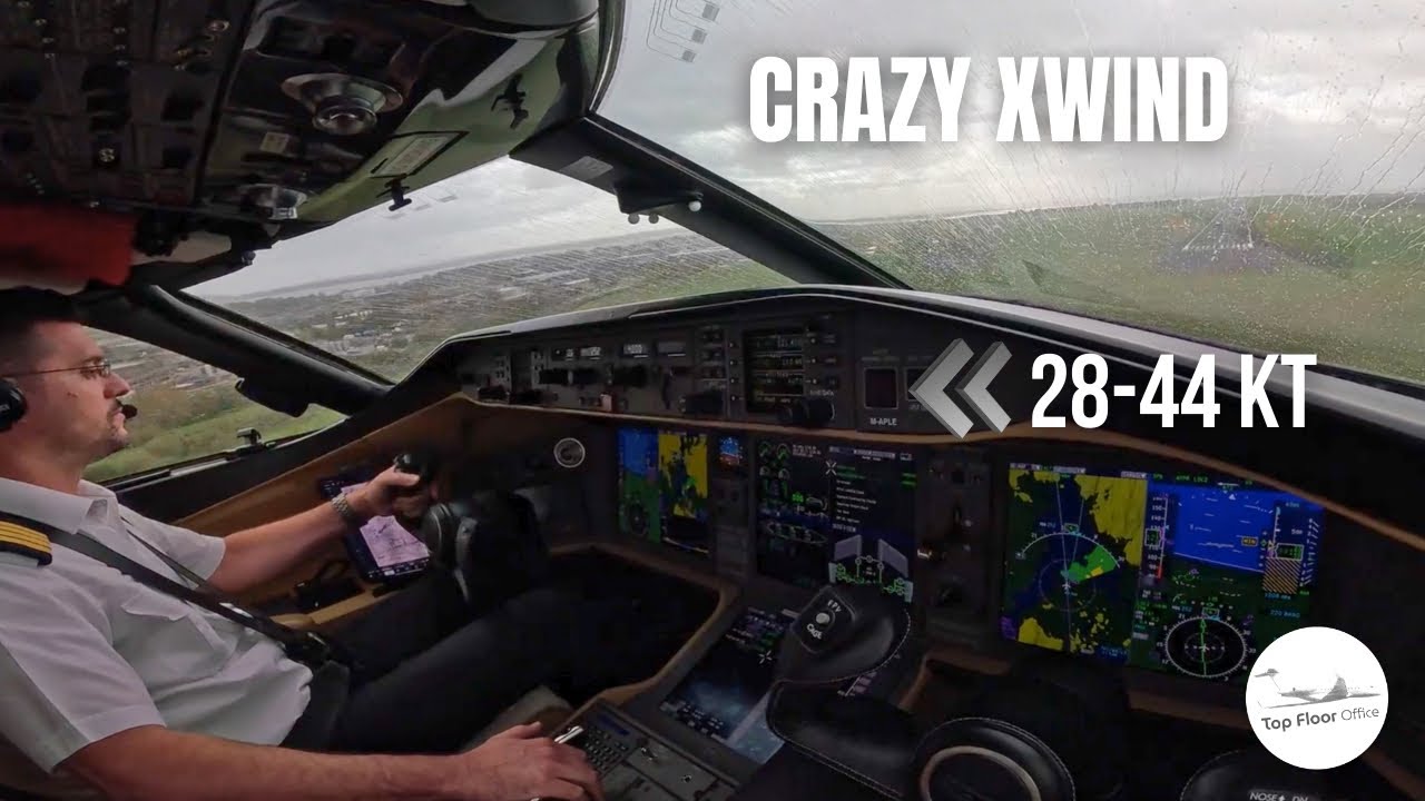 Strong Crosswinds, Heavy Rain — Shannon Landing from the Cockpit