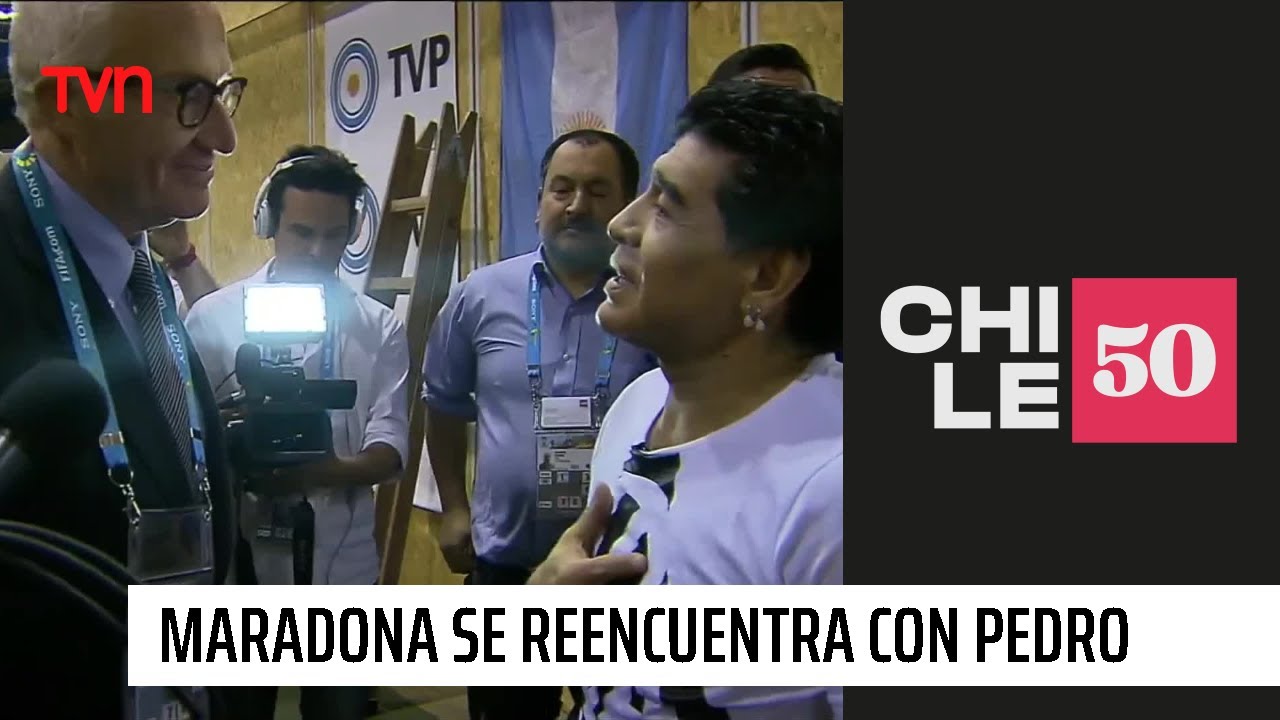 Diego Maradona se reencuentra con Pedro Carcuro en el mundial de Brasil | #Chile50
