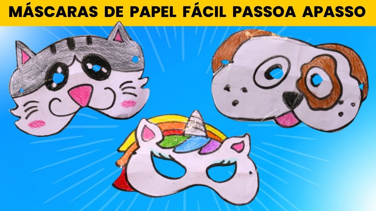 Como Fazer MÁSCARA DE CARNAVAL DE PAPEL fácil | como DESENHAR  e DECORAR PASSO A PASSO