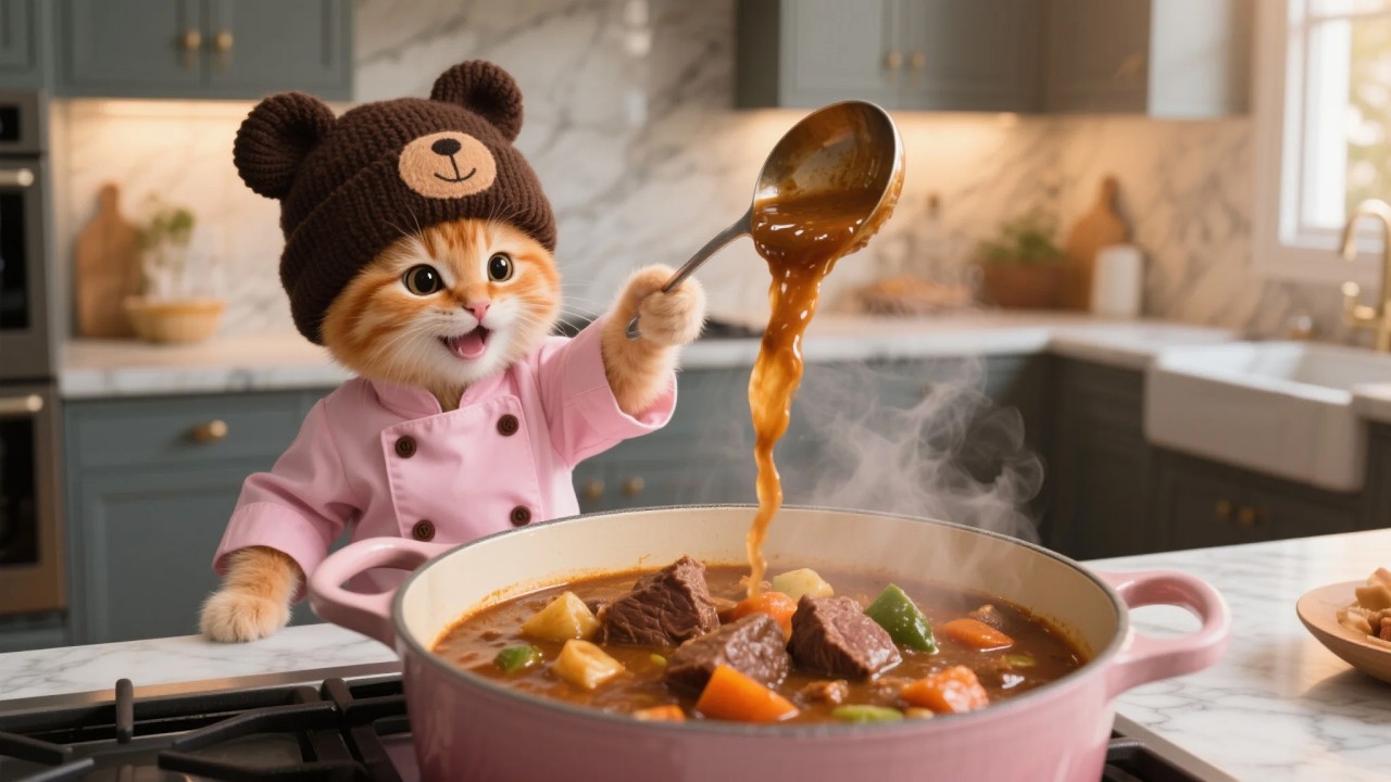 Ginger Kitten became 🍲✨ Mama Cat's pride and joy in the cooking competition.