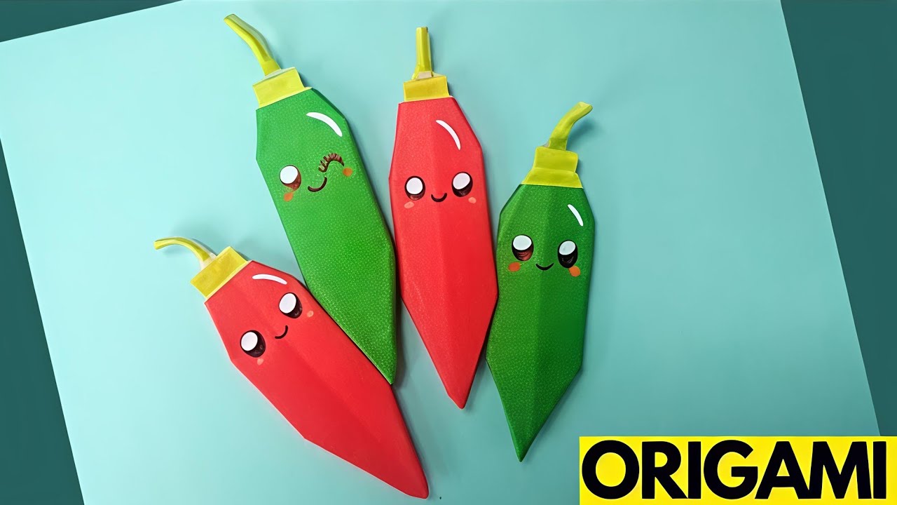 Origami vegetables | origami chillies| easy origami paper crafts DIY